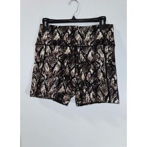 CVG Constantly Varied Gear black brown snakeskin print workout shorts medium